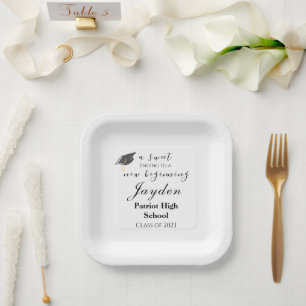 A Sweet Ending to a New Beginning Graduation Paper Plate