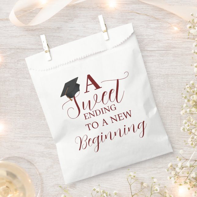 A sweet ending to a new beginning graduation party favour bag (Clipped)