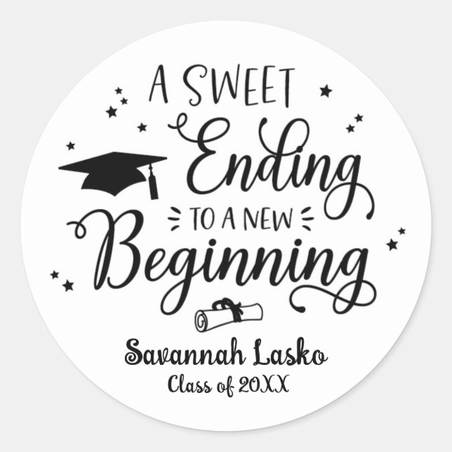 A Sweet Ending To A New Beginning Stickers (Front)