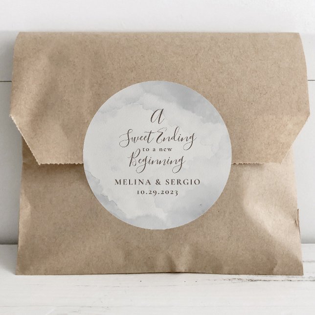 A Sweet Ending to A new beginning Wedding  Classic Classic Round Sticker (Creator Uploaded)