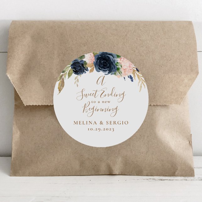 A Sweet Ending to A new beginning Wedding Classic Round Sticker (Creator Uploaded)