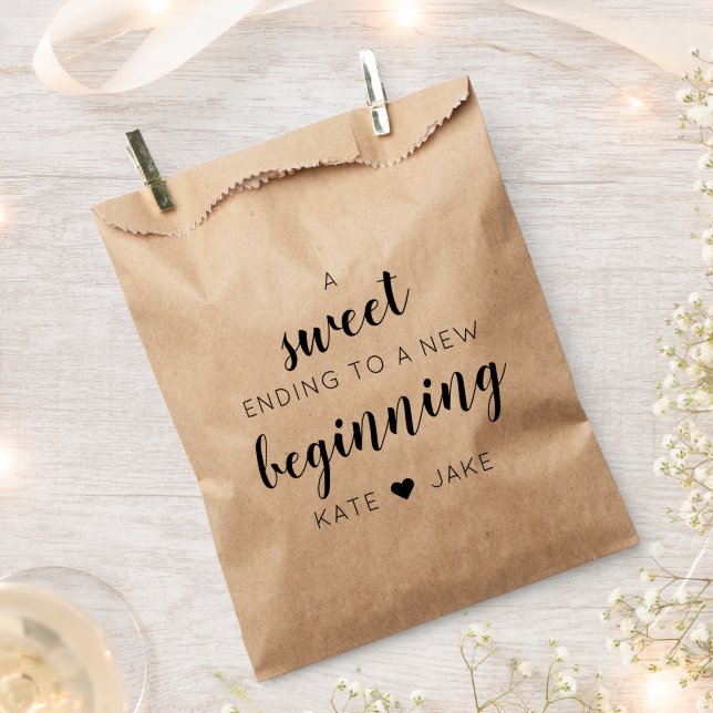 A Sweet Ending to A New Beginning Wedding Favour Bag (Clipped)