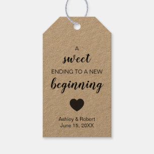 A Sweet Ending to a New Beginning Wedding Favour Gift Tags