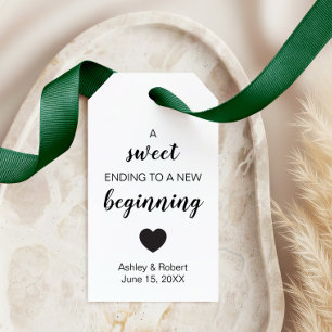 A Sweet Ending to a New Beginning Wedding Favour Gift Tags