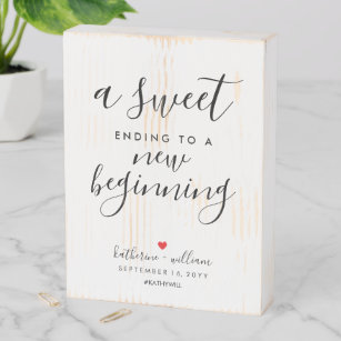 A Sweet Ending To a New Beginning Wedding Favour Wooden Box Sign