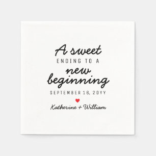 A Sweet Ending To a New Beginning Wedding Napkin