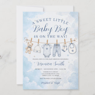 A Sweet Little Baby Boy Is On The Way Baby Shower Invitation