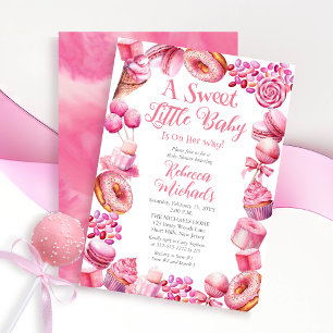 A Sweet Little Baby Candy Frame Girl Baby Shower Invitation
