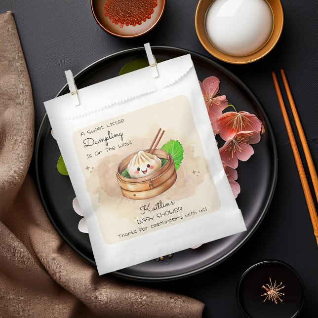 A Sweet Little Dumpling Kwai Theme Baby Shower Favour Bag ("A Sweet Little Dumpling Is On The Way!" Kwai Steamed Dumpling Baby Shower Favor Bags)