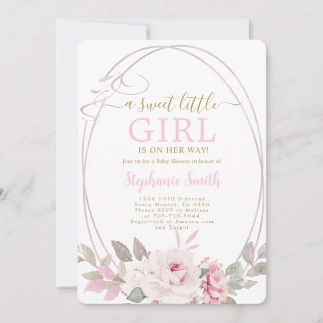 A Sweet Little Girl Baby Shower Invitation (Front)