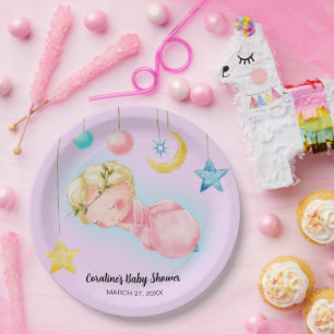 A sweet little girl Baby Shower Paper Plate