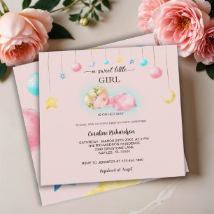 A sweet little girl pink Baby Shower Invitation