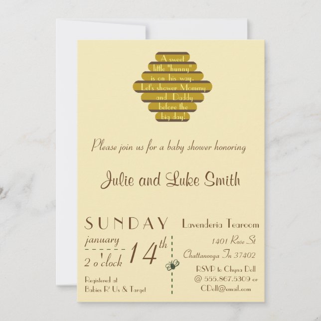 A sweet little hunny invitation (Front)