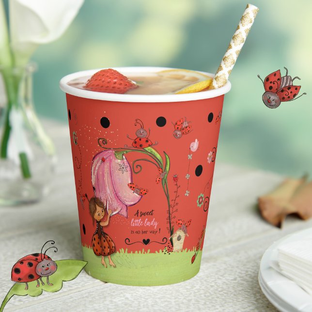 A Sweet Little Lady Ladybug Baby Shower Paper Cups (A Little Lady is on her Way Ladybug Baby Shower Invitation (3))