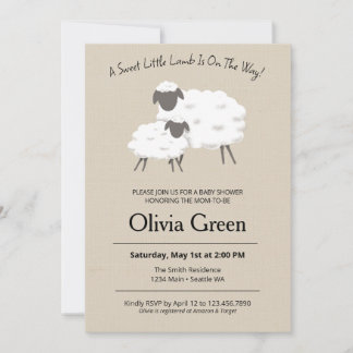 A Sweet Little Lamb Baby Shower Invitation