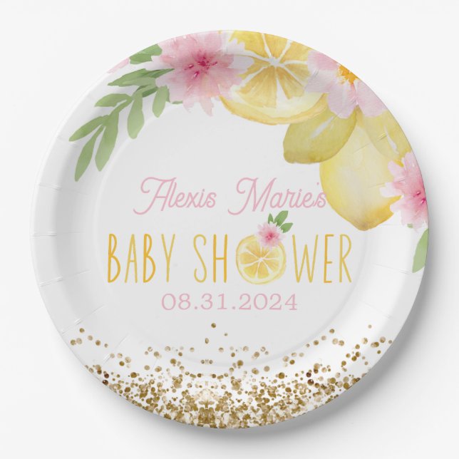 A Sweet Little One Lemon Baby Shower Paper Plate (Front)