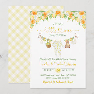A Sweet Little One Lemon Citrus Floral Baby Shower Invitation