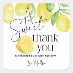 A sweet little one, Lemon theme, Baby shower, Square Sticker