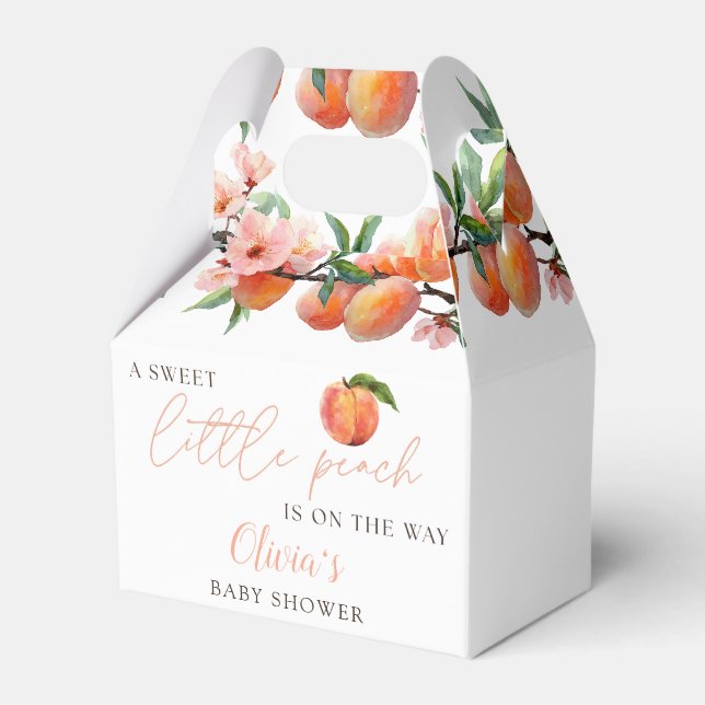 A Sweet Little Peach Baby Shower Favor Boxes (Front Side)