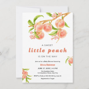 A Sweet Little Peach Fruit Baby Shower Invitation