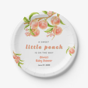 A Sweet Little Peach Fruit Baby Shower Paper Plate