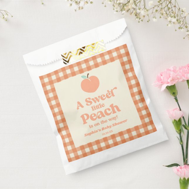 A Sweet Little Peach Fruit Pink Orange Baby Shower Favour Bag (Sealed)