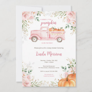 A Sweet Little Pumpkin Baby Girl Invitation