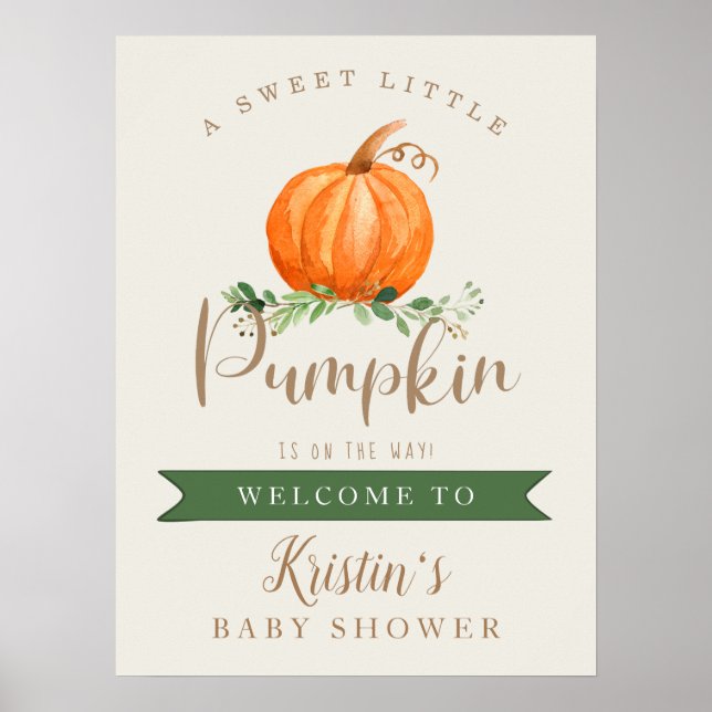 A Sweet Little Pumpkin Baby Shower Welcome Poster (Front)