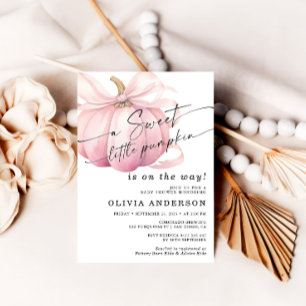 A Sweet Little Pumpkin Cute Pink Baby Shower Invitation