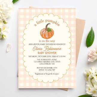 A sweet Little Pumpkin is on the way baby shower Invitation