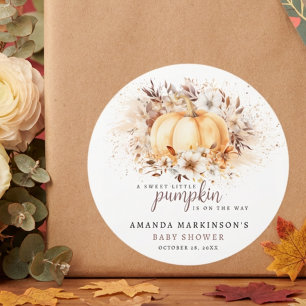 A Sweet Little Pumpkin Neutral Baby Shower Classic Round Sticker