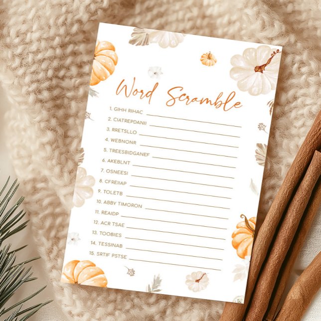 A Sweet Little Pumpkin Word Scramble Game (Fall A Sweet Little Pumpkin Baby Shower Word Scramble Game)