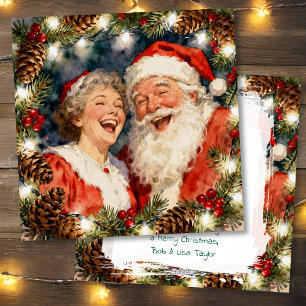 A Sweet Old-Fashioned Christmas Mr and Mrs Claus Holiday Card