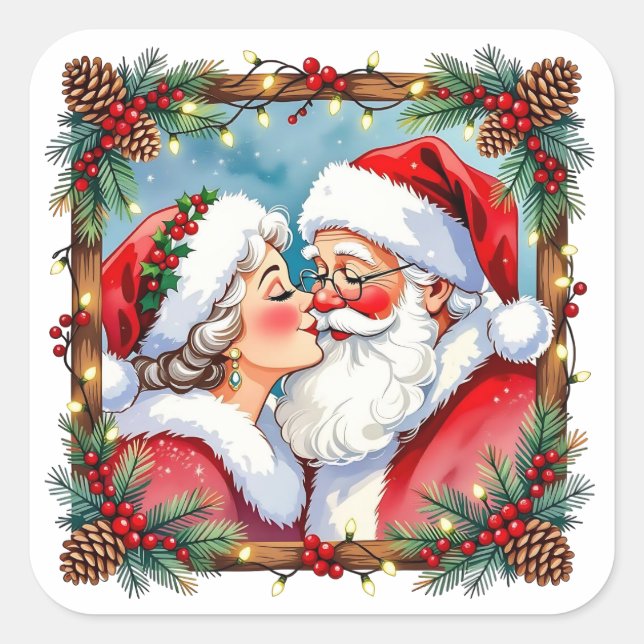 A Sweet Old-Fashioned Christmas | Mr and Mrs Claus Square Sticker (Front)