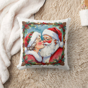 A Sweet Old-Fashioned Christmas   Mr and Mrs Claus Throw Pillow
