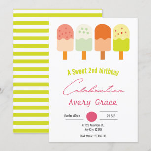 A Sweet Popsicle Summer Birthday Party Invitation