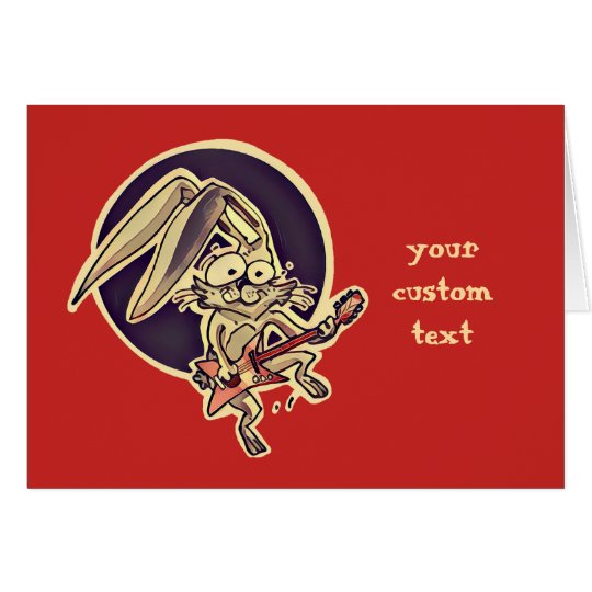 a sweet rabbit playing guitar funny cartoon card