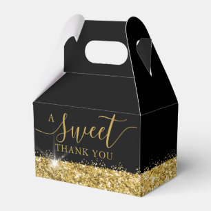 A Sweet Thank You Black Gold Wedding Shower Favor Box