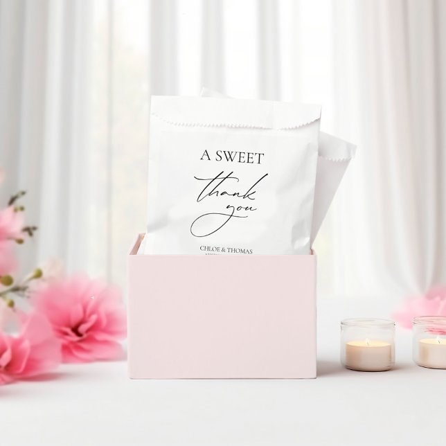A Sweet Thank You Black & White Minimalist Favour Bag (A Sweet Thank You Black & White Minimalist Favor Bag)