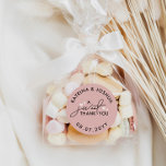 A Sweet Thank You Dusty Pink Hearts Wedding Favour Classic Round Sticker<br><div class="desc">Wedding favour stickers in dusty pink with a black typography design and white hearts. Cute wedding favour stickers for treats and sweets with A Sweet Thank You in a beautiful typography design. Dusty pink wedding favour stickers with black text and small white hearts. Wedding treat favour stickers in white, black,...</div>