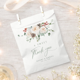 A Sweet Thank You Elegant Festive Floral Wedding Favour Bag