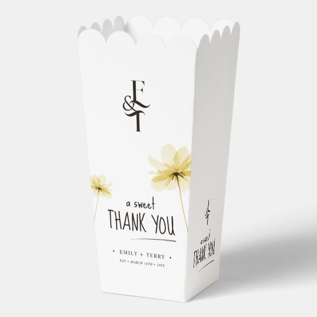 A Sweet Thank You Floral Monogram Minimal Wedding Favor Box (Front)