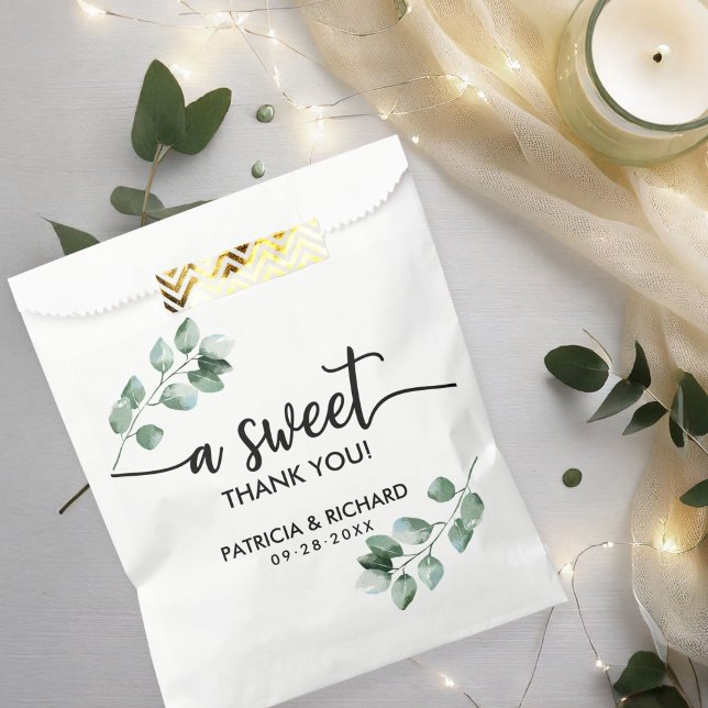 A Sweet Thank You Greenery Wedding Favour Bag (Creator Uploaded)