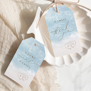A Sweet Thank You Modern Script Sand Hearts Beach Gift Tags