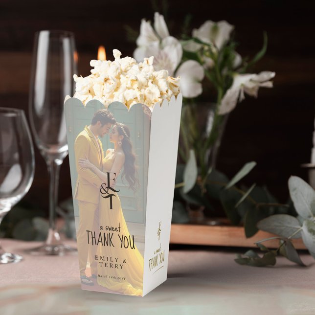 A Sweet Thank You Monogram Minimal Wedding Photo Favor Box (Creator Uploaded)