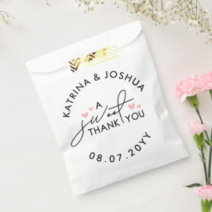 A Sweet Thank You Pink Hearts Wedding Favour Favour Bag