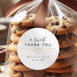 A Sweet Thank You Wedding Favour Sticker<br><div class="desc">A simple and elegant wedding favour sticker featuring a romantic gold rope heart and the heartfelt message "A Sweet Thank You." Perfect for adding a modern,  minimal touch to your special day.</div>