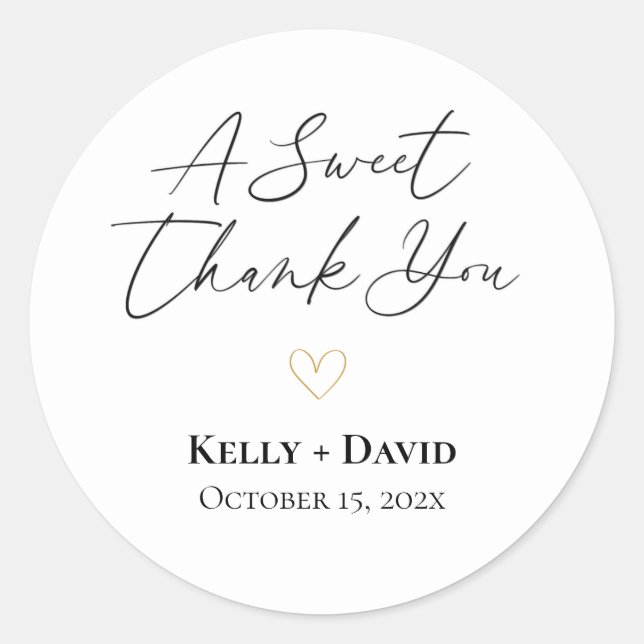 A Sweet Thank You Wedding Favour Sticker (Front)