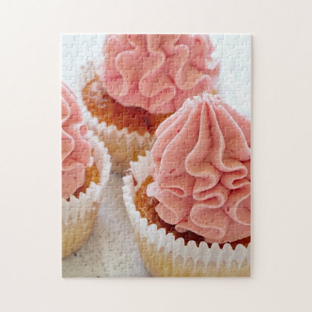 A Sweet Treat Cupcake with Pink Frosting Jigsaw Puzzle (Vertical)