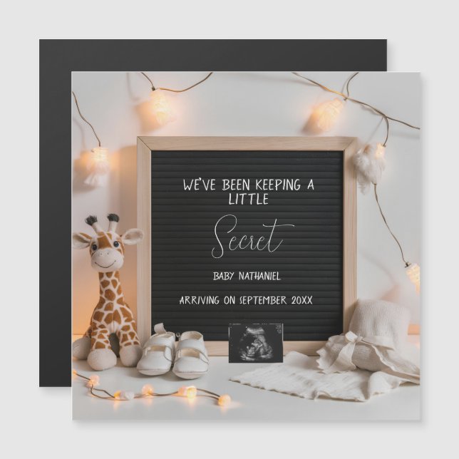 A sweetly sitting giraffe  pregnancy announcement  (Front/Back)